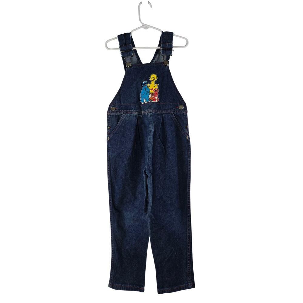 Sesame Street Vintage Childrens Denim Overalls With Felt Patch. 70's/80's Sz 4T